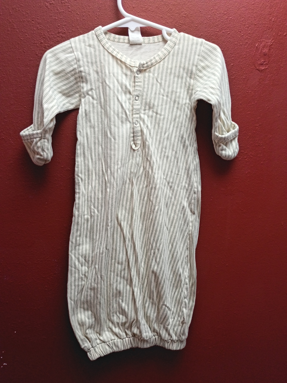kate quinn Cream and Green Striped Sleep Sack with Button Placket